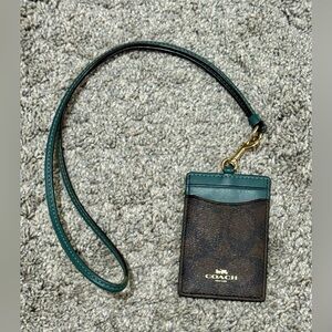 Coach ID Lanyard-Signature Canvas-Green Accent